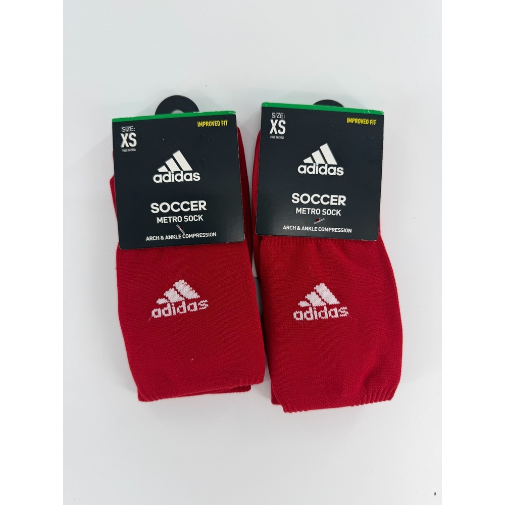 Adidas Soccer Metro Socks Red SZ XS Over The Calf Arch Ankle Compression 2 Pack